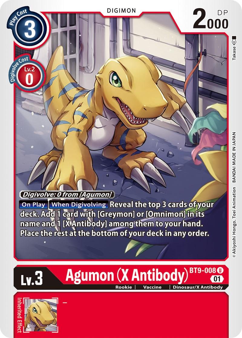 BT9-008, Digimon, Dinosaur/X Antibody, Red, Rookie, Uncommon, Vaccine, X Record Agumon (X Antibody) [BT9-008] [X Record] - Trading Card World