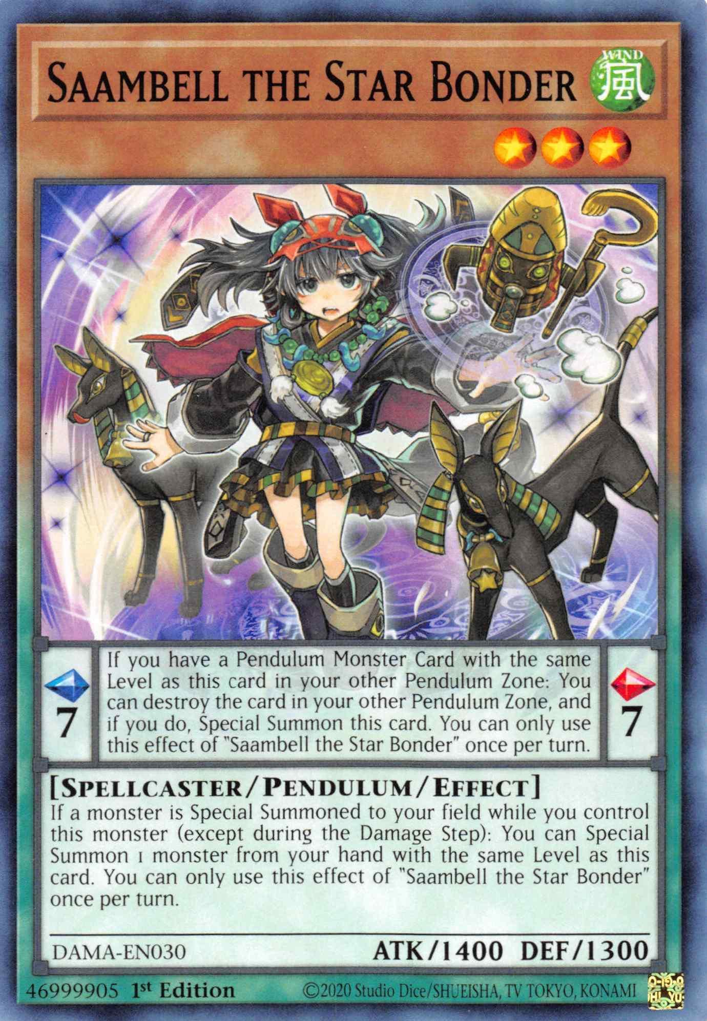 1st Edition, Common, Dawn of Majesty, Pendulum/Effect Monster, Spellcaster, Wind Saambell the Star Bonder [DAMA-EN030] Common - Trading Card World