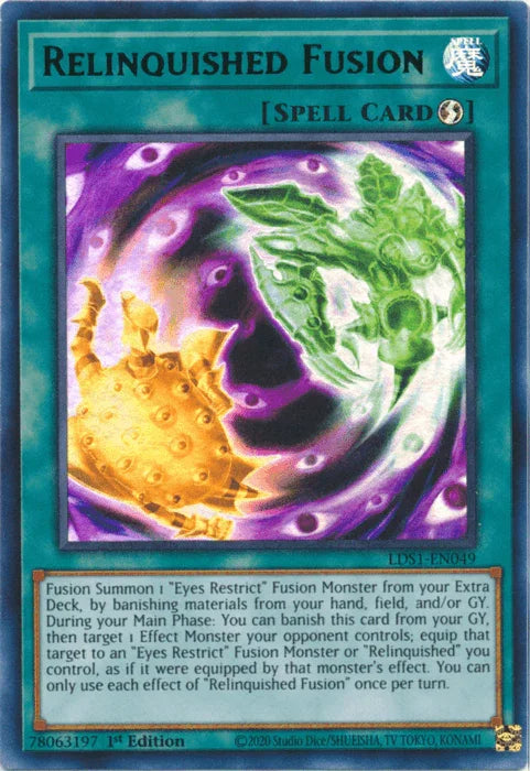 1st Edition, Legendary Duelists: Season 1, Quick Play Spell, Spell, Ultra Rare Relinquished Fusion (Green) [LDS1-EN049] Ultra Rare - Trading Card World