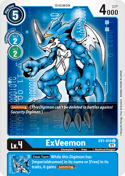 Blue, Champion, Classic Collection, Common, Digimon, EX1-014, Free, Mythical Dragon ExVeemon [EX1-014] [Classic Collection] - Trading Card World