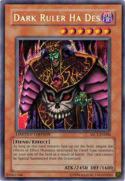 Dark, Effect Monster, Fiend, Limited, Master Collection Volume 1, Secret Rare Dark Ruler Ha Des [MC1-EN006] Secret Rare - Trading Card World