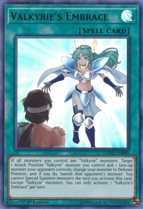 1st Edition, Dark Neostorm, Normal Spell, Spell, Ultra Rare, Unlimited Valkyrie's Embrace [DANE-EN089] Ultra Rare - Trading Card World