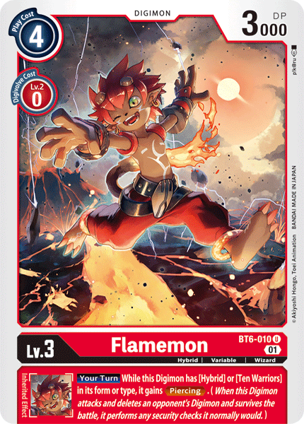 BT6-010, Digimon, Double Diamond, Hybrid, Red, Uncommon, Variable, Wizard Flamemon [BT6-010] [Double Diamond] - Trading Card World