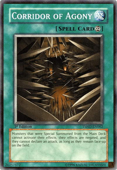 1st Edition, Common, Continuous Spell, Spell, The Shining Darkness, Unlimited Corridor of Agony [TSHD-EN062] Common - Trading Card World