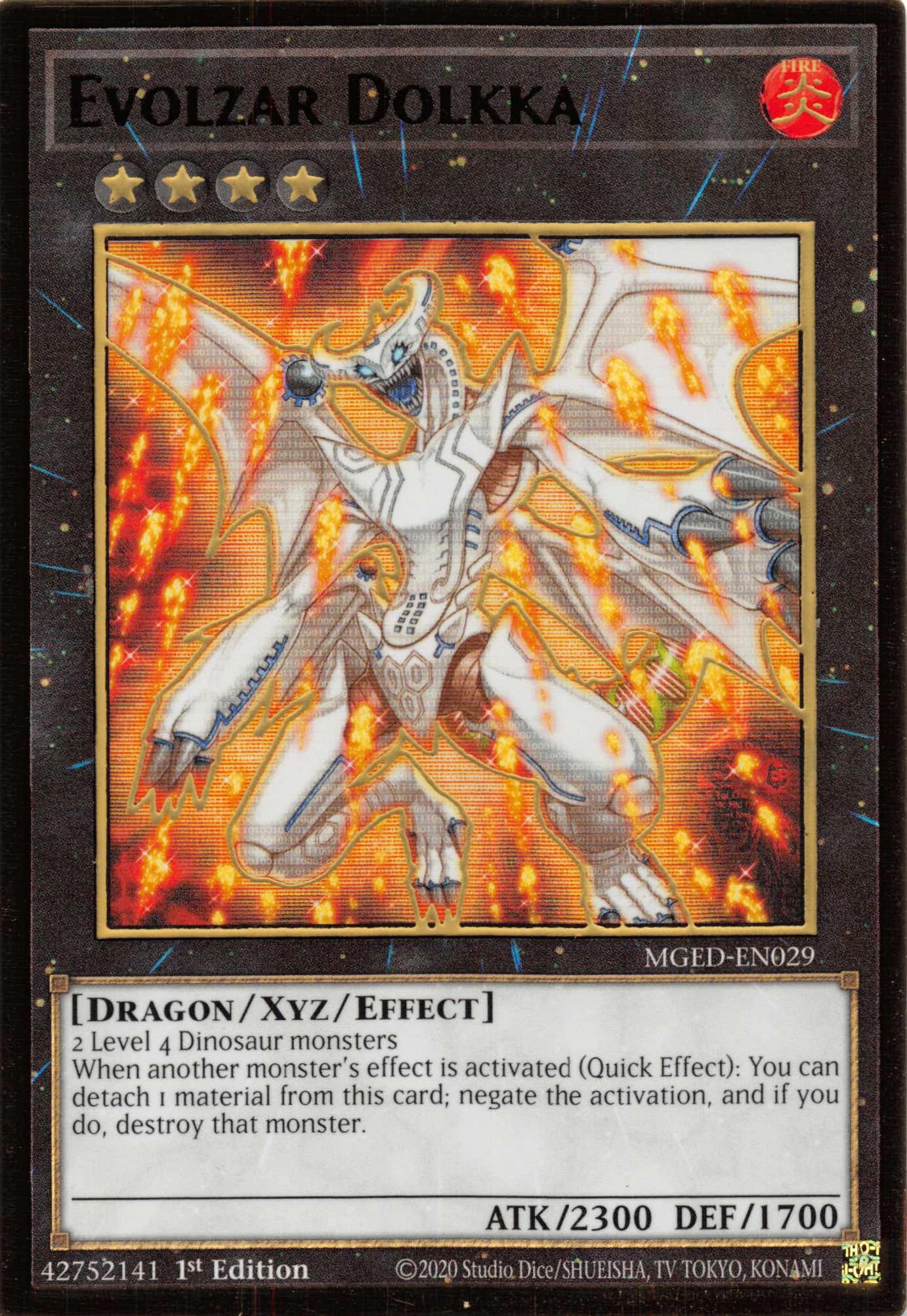 1st Edition, Dragon, Fire, Gold Rare, Maximum Gold: El Dorado, Xyz/Effect Monster Evolzar Dolkka [MGED-EN029] Gold Rare - Trading Card World