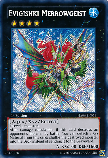 1st Edition, Aqua, Hidden Arsenal 6: Omega Xyz, Secret Rare, Water, Xyz/Effect Monster Evigishki Merrowgeist [HA06-EN053] Secret Rare - Trading Card World