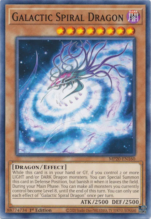 1st Edition, 2020 Tin of Lost Memories, Common, Dark, Dragon, Effect Monster Galactic Spiral Dragon [MP20-EN160] Common - Trading Card World