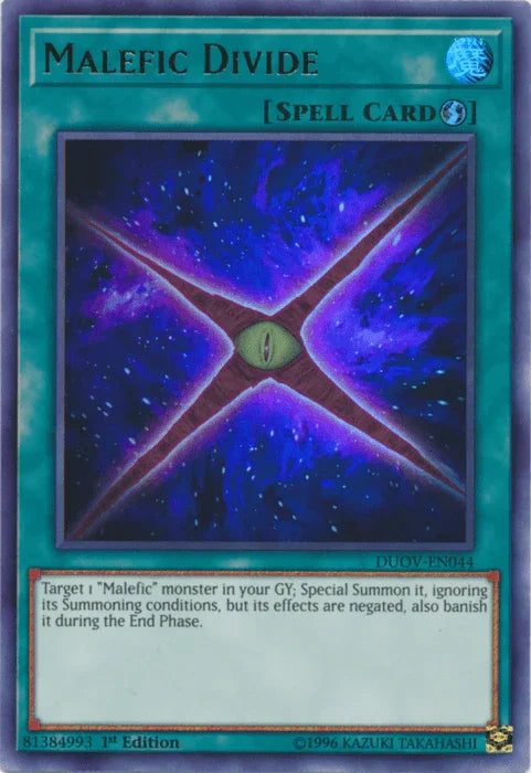 1st Edition, Duel Overload, Quick Play Spell, Spell, Ultra Rare Malefic Divide [DUOV-EN044] Ultra Rare - Trading Card World