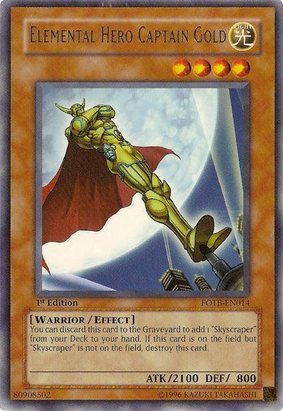 1st Edition, Effect Monster, Force of the Breaker, Light, Ultra Rare, Unlimited, Warrior Elemental Hero Captain Gold [FOTB-EN014] Ultra Rare - Trading Card World
