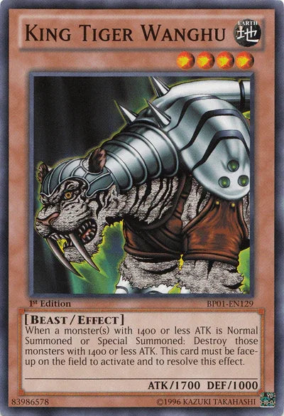 1st Edition, Battle Pack: Epic Dawn, Beast, Common, Earth, Effect Monster, Unlimited King Tiger Wanghu [BP01-EN129] Common - Trading Card World
