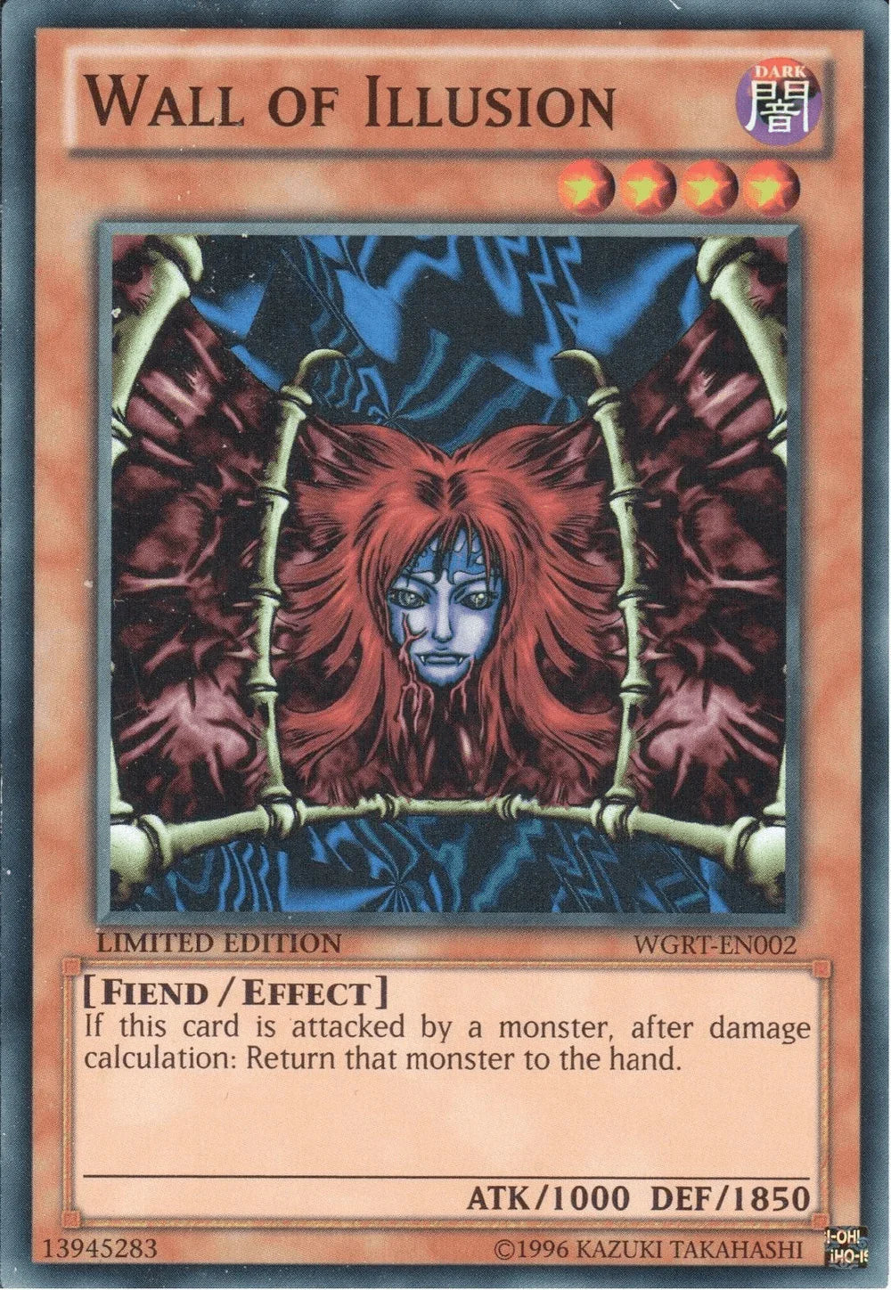 Battle Pack 2: War of the Giants Reinforcements, Dark, Effect Monster, Limited, Super Rare Wall of Illusion [WGRT-EN002] Super Rare - Trading Card World