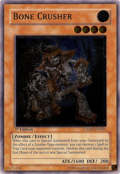 1st Edition, Crimson Crisis, Earth, Effect Monster, Ultimate Rare, Unlimited, Zombie Bone Crusher [CRMS-EN083] Ultimate Rare - Trading Card World