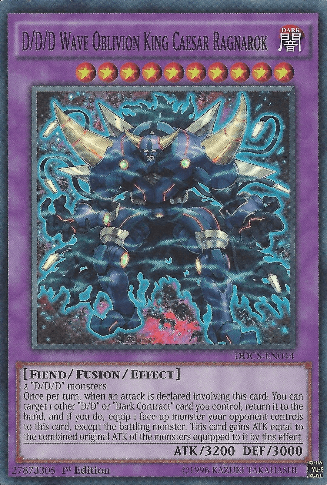 1st Edition, Dark, Dimension of Chaos, Fiend, Fusion/Effect Monster, Super Rare, Unlimited D/D/D Wave Oblivion King Caesar Ragnarok [DOCS-EN044] Super Rare - Trading Card World