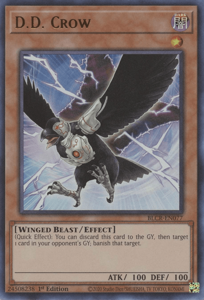 1st Edition, Battles of Legend: Crystal Revenge, Dark, Effect Monster, Ultra Rare, Winged Beast D.D. Crow [BLCR-EN077] Ultra Rare - Trading Card World