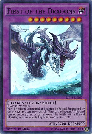 1st Edition, 2015 Mega-Tins Mega Pack, Dark, Dragon, Fusion/Effect Monster, Super Rare First of the Dragons [MP15-EN162] Super Rare - Trading Card World