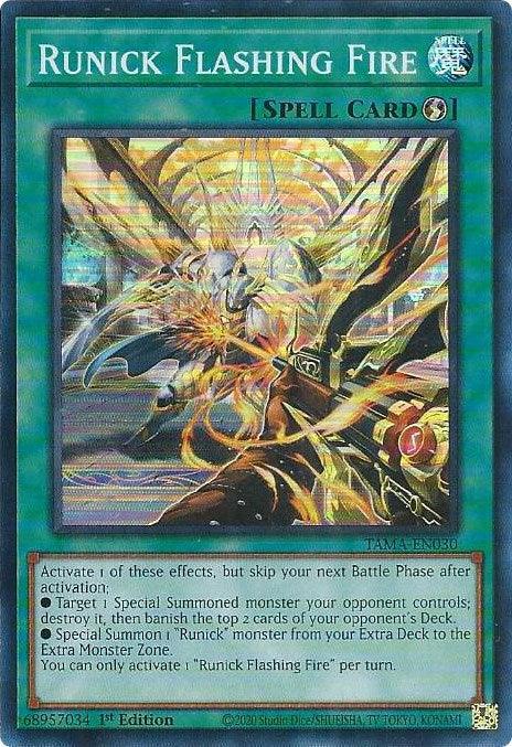 1st Edition, Quick-Play Spell, Spell, Super Rare, Tactical Masters Runick Flashing Fire [TAMA-EN030] Super Rare - Trading Card World
