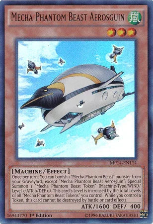 1st Edition, 2014 Mega-Tins Mega Pack, Effect Monster, Machine, Ultra Rare, Wind Mecha Phantom Beast Aerosguin [MP14-EN114] Ultra Rare - Trading Card World