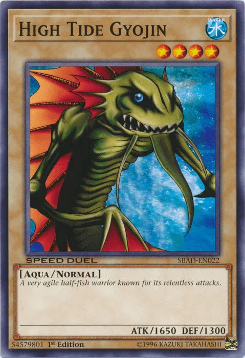 1st Edition, Aqua, Common, Normal Monster, Speed Duel: Attack from the Deep, Water High Tide Gyojin [SBAD-EN022] Common - Trading Card World