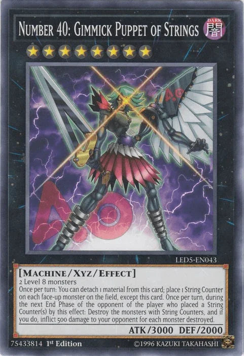 1st Edition, Common, Dark, Legendary Duelists: Immortal Destiny, Machine, Xyz/Effect Monster Number 40: Gimmick Puppet of Strings [LED5-EN043] Common - Trading Card World