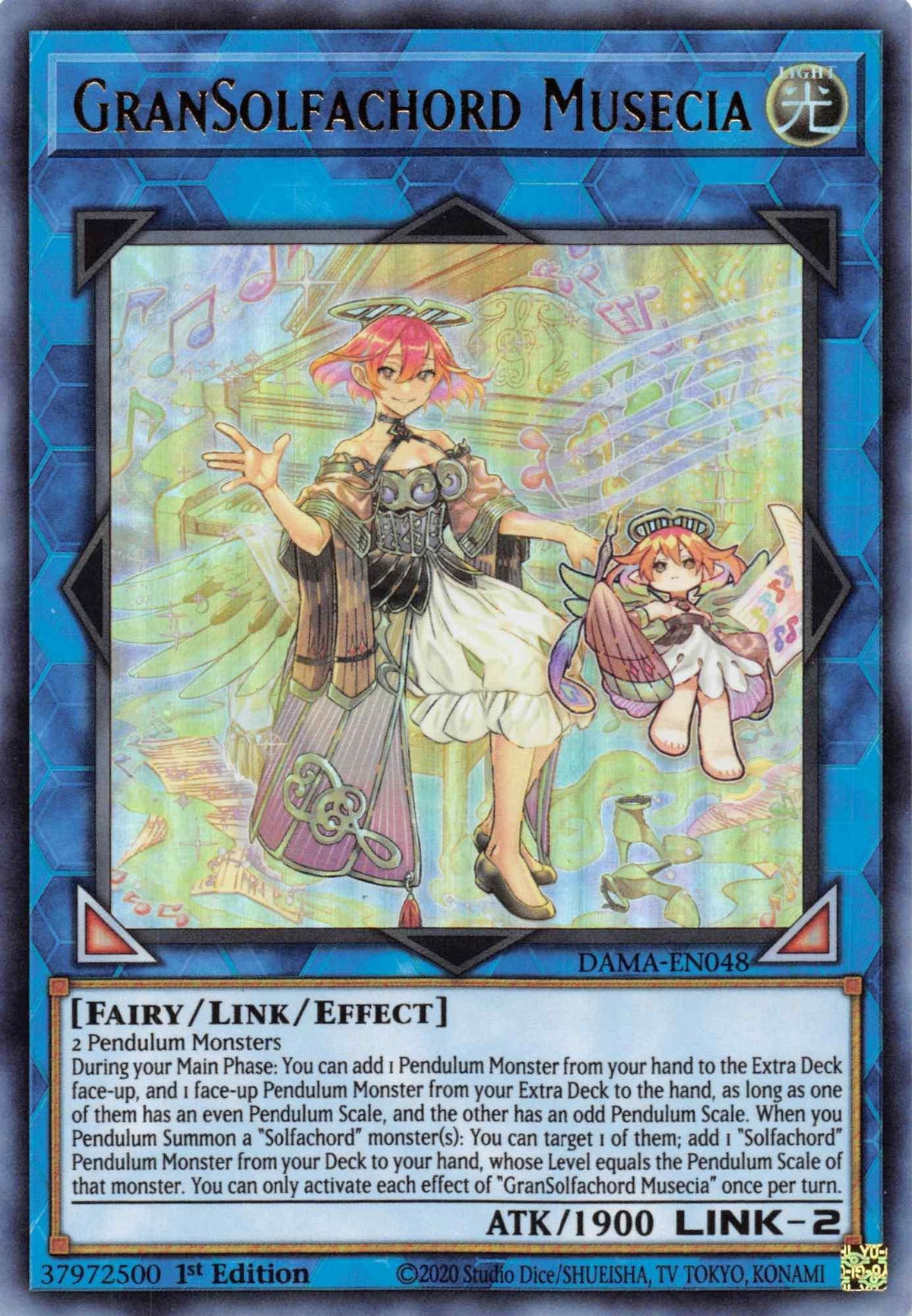 1st Edition, Dawn of Majesty, Fairy, Light, Link/Effect Monster, Ultra Rare GranSolfachord Musecia [DAMA-EN048] Ultra Rare - Trading Card World
