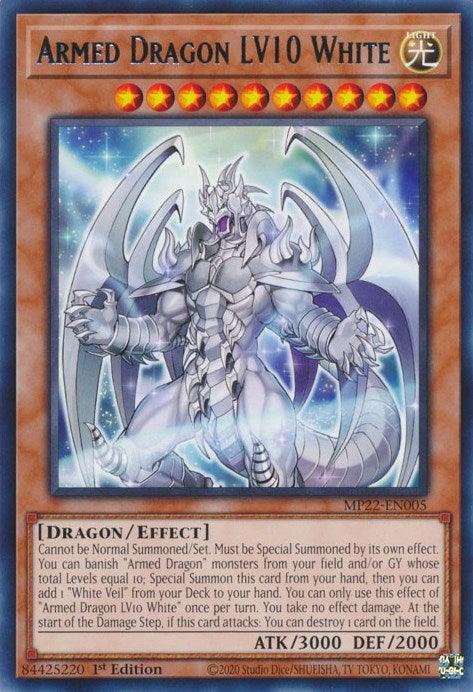 1st Edition, 2022 Tin of the Pharaoh's Gods, Dragon, Effect Monster, Light, Rare Armed Dragon LV10 White [MP22-EN005] Rare - Trading Card World
