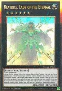 1st Edition, Fairy, Gold Rare, Light, Maximum Gold, Xyz/ Effect Monster Beatrice, Lady of the Eternal [MAGO-EN035] Gold Rare - Trading Card World