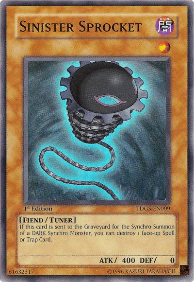 1st Edition, Dark, Fiend, Super Rare, The Duelist Genesis, Tuner Monster, Unlimited Sinister Sprocket [TDGS-EN009] Super Rare - Trading Card World