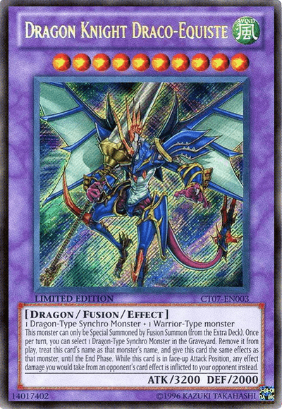 2010 Collectors Tins, Dragon, Fusion/Effect Monster, Limited, Secret Rare, Wind Dragon Knight Draco-Equiste [CT07-EN003] Secret Rare - Trading Card World