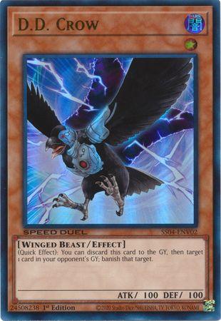 1st Edition, Dark, Effect Monster, Speed Duel: Match of the Millennium, Ultra Rare, Winged Beast D.D. Crow [SS04-ENV02] Ultra Rare - Trading Card World