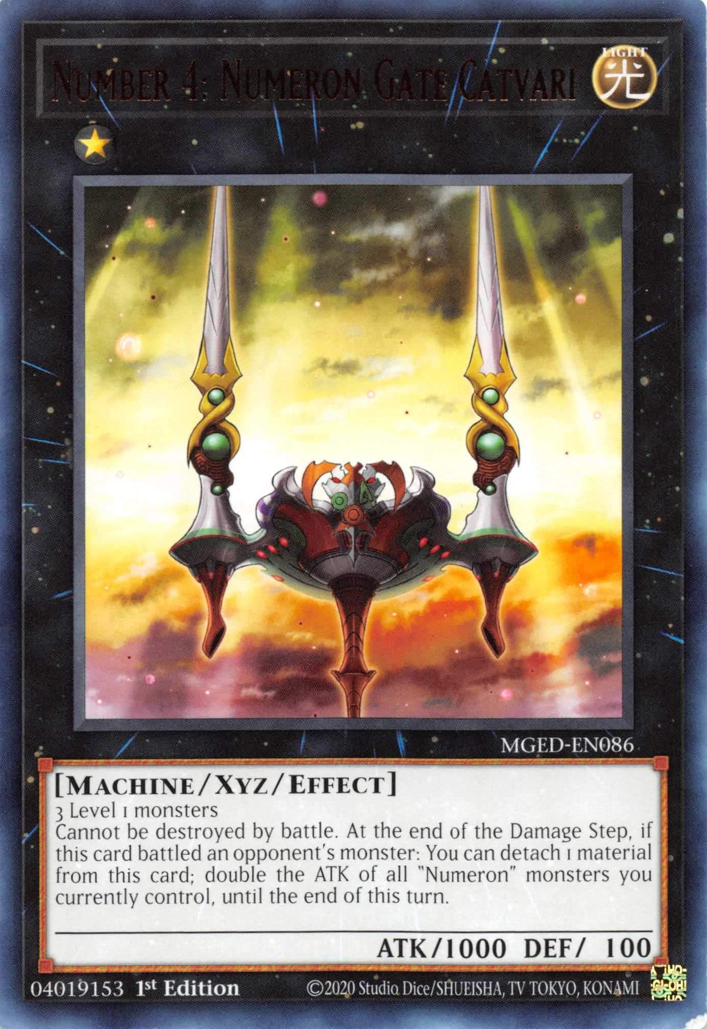 1st Edition, Light, Machine, Maximum Gold: El Dorado, Rare, Xyz/Effect Monster Number 4: Numeron Gate Catvari [MGED-EN086] Rare - Trading Card World