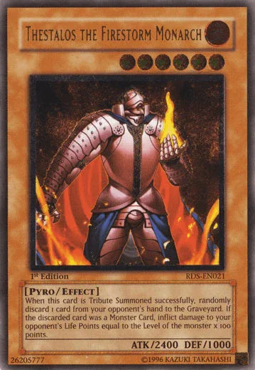 1st Edition, Effect Monster, Fire, Pyro, Rise of Destiny, Ultimate Rare, Unlimited Thestalos the Firestorm Monarch [RDS-EN021] Ultimate Rare - Trading Card World