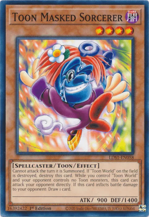 1st Edition, Common, Dark, Legendary Duelists: Season 1, Spellcaster, Toon/Effect Monster Toon Masked Sorcerer [LDS1-EN058] Common - Trading Card World