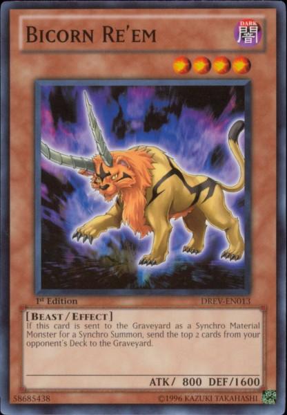 1st Edition, Beast, Common, Dark, Duelist Revolution, Effect Monster, Unlimited Bicorn Re'em [DREV-EN013] Common - Trading Card World