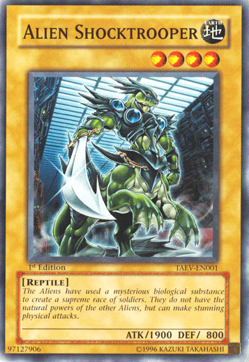 1st Edition, Common, Earth, Normal Monster, Reptile, Tactical Evolution, Unlimited Alien Shocktrooper [TAEV-EN001] Common - Trading Card World