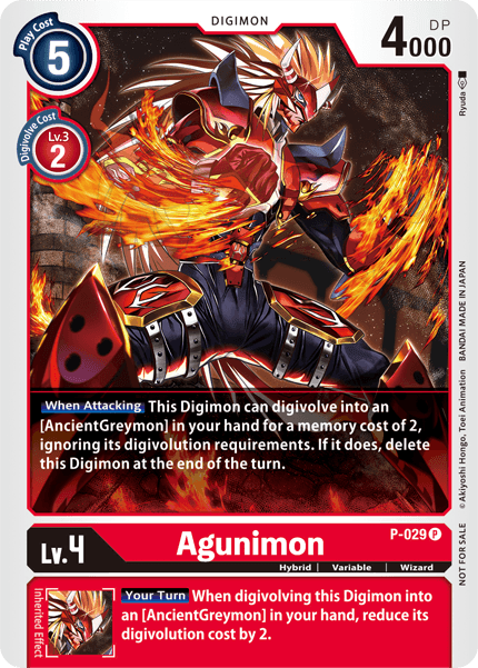 Digimon, Hybrid, P-029, Promo, Red, Revision Pack Cards, Variable, Wizard Agunimon [P-029] [Revision Pack Cards] - Trading Card World