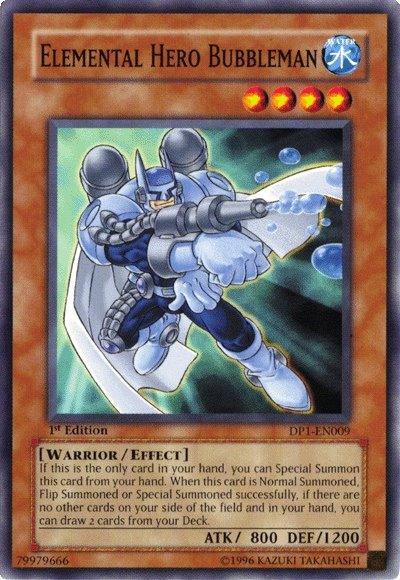 1st Edition, Common, Duelist Pack 1: Jaden Yuki, Effect Monster, Unlimited, Warrior, Water Elemental Hero Bubbleman [DP1-EN009] Common - Trading Card World