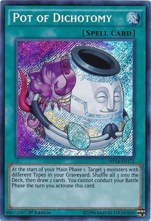 1st Edition, 2014 Mega-Tins Mega Pack, Normal Spell, Secret Rare, Spell Pot of Dichotomy [MP14-EN172] Secret Rare - Trading Card World