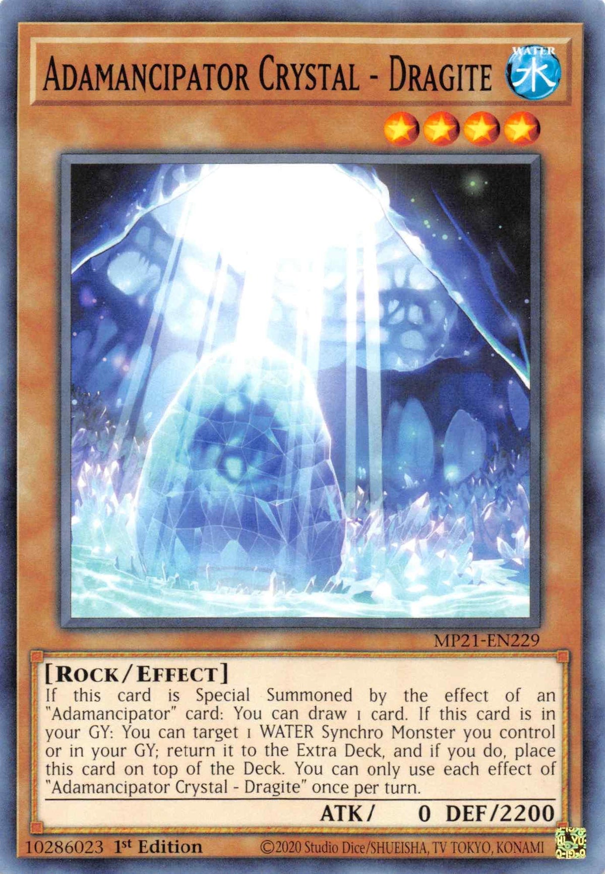 1st Edition, 2021 Tin of Ancient Battles, Common, Effect Monster, Rock, Water Adamancipator Crystal - Dragite [MP21-EN229] Common - Trading Card World