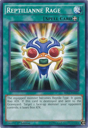 1st Edition, Battle Pack 3: Monster League, Common, Equip Spell, Spell Reptilianne Rage [BP03-EN166] Common - Trading Card World