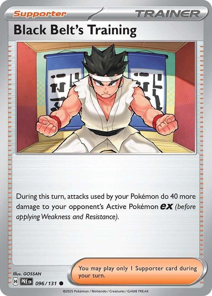 096, Common, Normal, Reverse Holofoil, Scarlet & Violet: Prismatic Evolutions, Supporter Black Belt's Training (096/131) [Scarlet & Violet: Prismatic Evolutions] - Trading Card World