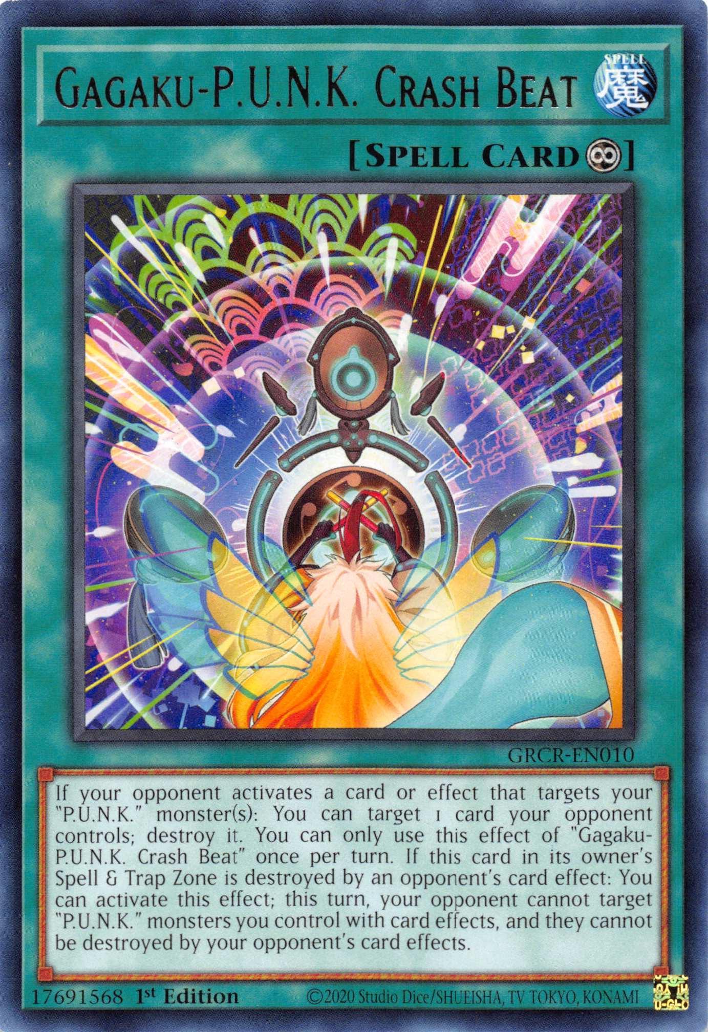 1st Edition, Continuous Spell, Rare, Spell, The Grand Creators Gagaku-P.U.N.K. Crash Beat [GRCR-EN010] Rare - Trading Card World