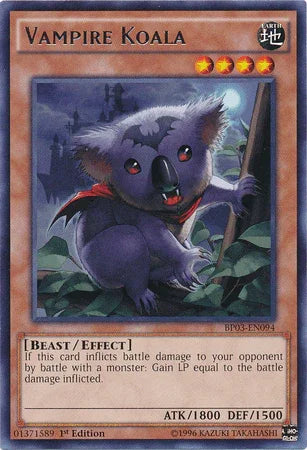 1st Edition, Battle Pack 3: Monster League, Beast, Earth, Effect Monster, Rare Vampire Koala [BP03-EN094] Rare - Trading Card World