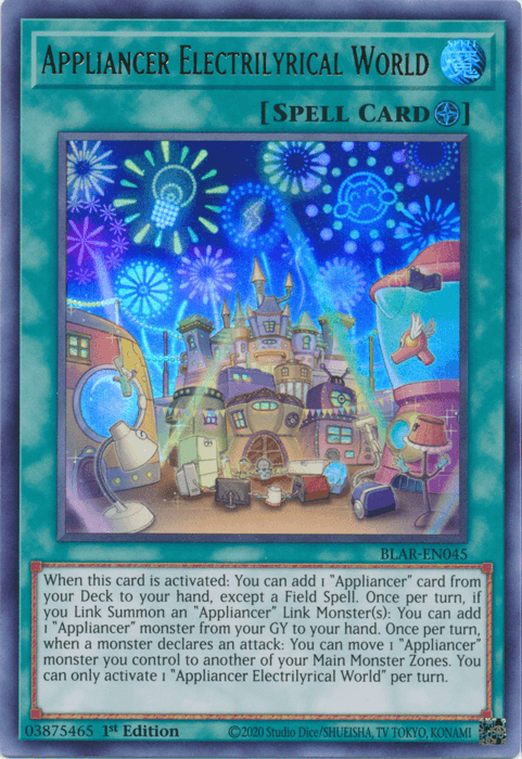 1st Edition, Battles of Legend: Armageddon, Field Spell, Spell, Ultra Rare Appliancer Electrilyrical World [BLAR-EN045] Ultra Rare - Trading Card World