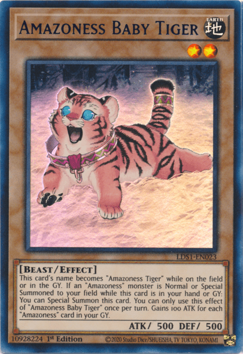 1st Edition, Beast, Earth, Effect Monster, Legendary Duelists: Season 1, Ultra Rare Amazoness Baby Tiger (Purple) [LDS1-EN023] Ultra Rare - Trading Card World