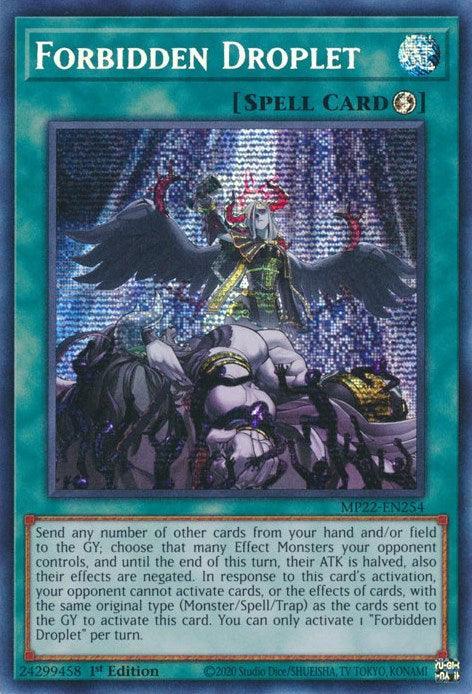 1st Edition, 2022 Tin of the Pharaoh's Gods, Prismatic Secret Rare, Quick-Play Spell, Spell Forbidden Droplet [MP22-EN254] Prismatic Secret Rare - Trading Card World