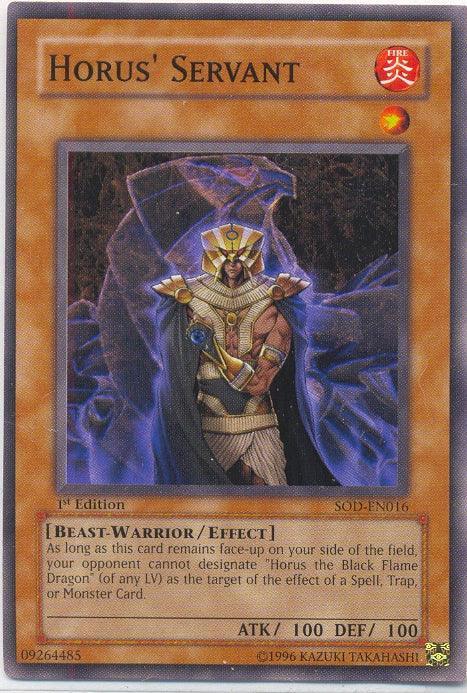 1st Edition, Beast-Warrior, Common, Effect Monster, Fire, Soul of the Duelist, Unlimited Horus' Servant [SOD-EN016] Common - Trading Card World