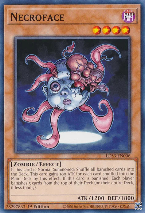 1st Edition, Common, Dark, Effect Monster, Legendary Duelists: Season 3, Zombie Necroface [LDS3-EN006] Common - Trading Card World