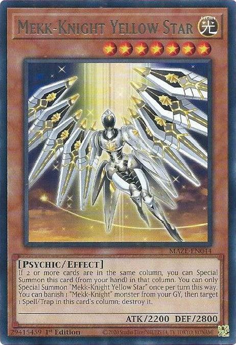 1st Edition, Effect Monster, Light, Maze of Memories, Psychic, Rare Mekk-Knight Yellow Star [MAZE-EN044] Rare - Trading Card World