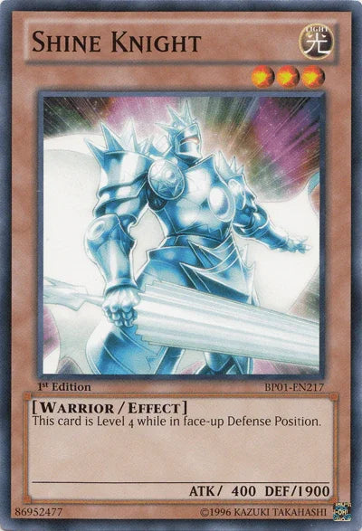 1st Edition, Battle Pack: Epic Dawn, Common, Effect Monster, Light, Unlimited, Warrior Shine Knight [BP01-EN217] Common - Trading Card World