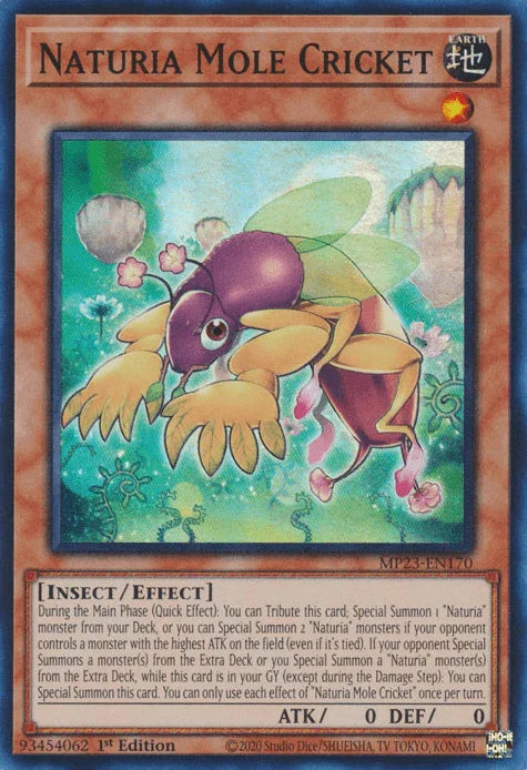 1st Edition, Dueling Heroes Collectors Tin - Mega Pack (25th Anniversary Edition), Earth, Effect Monster, Insect, Super Rare Naturia Mole Cricket [MP23-EN170] Super Rare - Trading Card World
